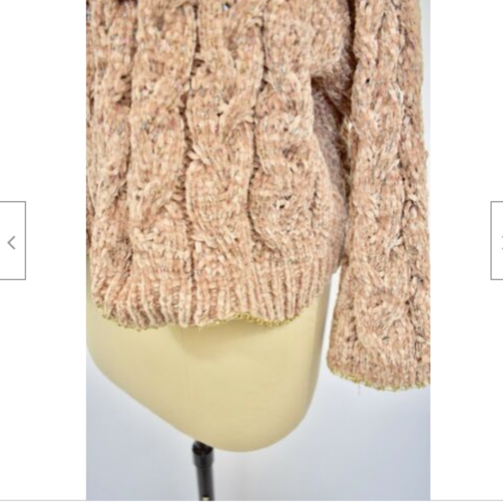 Yaira Beige Mauve Chenille Sweater Small - Picture 3 of 12